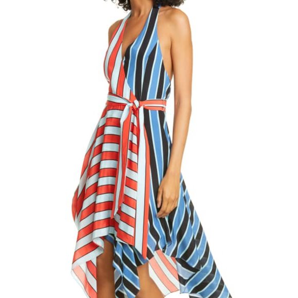 Alice + Olivia Dresses & Skirts - Firm Price🌼NWT Striped Halter/Hem Wrap Dress - 4